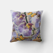 ヴィンテージ水彩白紫ピンクオーキッド クッション (裏面)