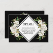 ヴィンテージ水彩白黒花詳細 エンクロージャーカード (正面/裏面)