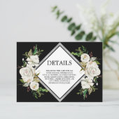 ヴィンテージ水彩白黒花詳細 エンクロージャーカード (スタンド正面)