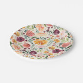 ヴィンテージ水彩秋の開花模様 ペーパープレート (アングル)