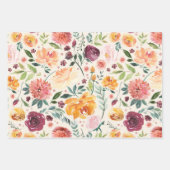 ヴィンテージ水彩秋の開花模様 ラッピングペーパーシート (正面2)