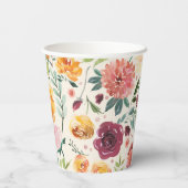 ヴィンテージ水彩秋の開花模様 紙コップ (裏面)