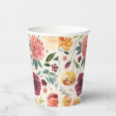 ヴィンテージ水彩秋の開花模様 紙コップ (右)