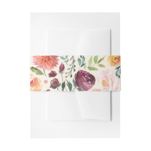 ヴィンテージ水彩秋開花秋の結婚式 招待状ベリーバンド