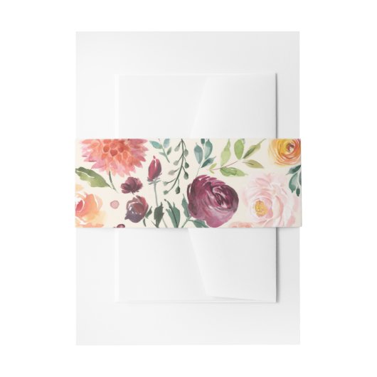 ヴィンテージ水彩秋開花秋の結婚式 招待状ベリーバンド (正面例)