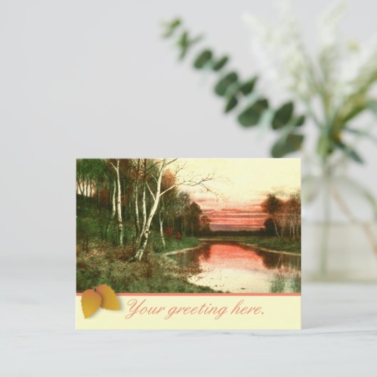 ヴィンテージ水彩秋風景はがき ポストカード (スタンド正面)