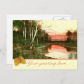 ヴィンテージ水彩秋風景はがき ポストカード (正面/裏面)