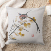 ヴィンテージ水彩紅葉&バードスローピル クッション (ブランケット)