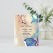 ヴィンテージ水彩色ビーチエレガント日付の保存 案内ポストカード (スタンド正面)