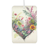 ヴィンテージ水彩花とハート愛 カーエアーフレッシュナー (正面)