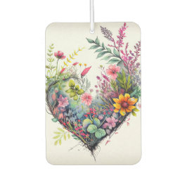 ヴィンテージ水彩花とハート愛 カーエアーフレッシュナー