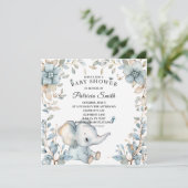 ヴィンテージ水彩花の象のベビーシャワー 招待状 (スタンド正面)