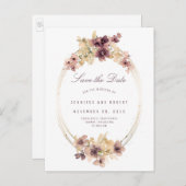 ヴィンテージ水彩花エレガント保存日 案内ポストカード (正面/裏面)