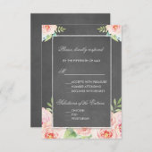 ヴィンテージ水彩花チョークウェディングRSVP 出欠カード (正面/裏面)