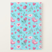 ヴィンテージ水彩花ピンクのバラと鳥の模様 ノートブック (裏面)