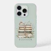 ヴィンテージ水彩花卉書籍カスタム iPhoneケース (裏面)