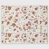 ヴィンテージ水彩花植物園フローラ ラッピングペーパー (フラット)