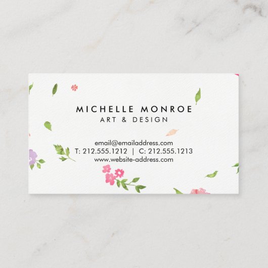 ヴィンテージ水彩花模様クラフトデザイナーI 名刺 (裏面)