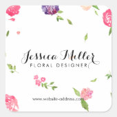 ヴィンテージ水彩花模様クラフトデザイナーII スクエアシール (正面)