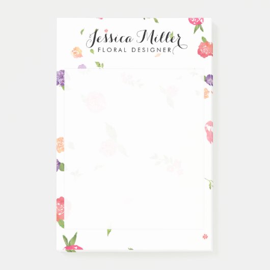 ヴィンテージ水彩花模様クラフトデザイナーII ポストイット (正面)