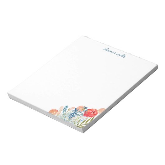 ヴィンテージ水彩花模様パーソナライズされた文具 ノートパッド (回転)