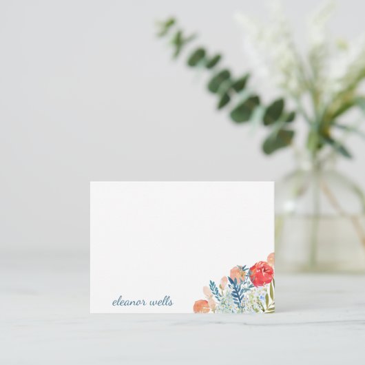 ヴィンテージ水彩花模様パーソナライズされた文房具 ノートカード (スタンド正面)