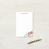 ヴィンテージ水彩花模様パーソナライズされた文房具 ポストイット (デスク上)