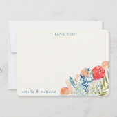 ヴィンテージ水彩花模様ボホ結婚のカスタム サンキューカード (正面)