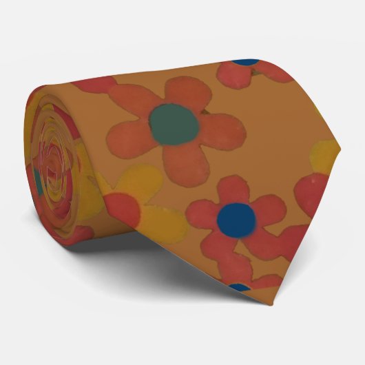 ヴィンテージ水彩花模様 ネクタイ (ロール)