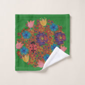 ヴィンテージ水彩花模様 バスタオルセット (ウォッシュタオル)