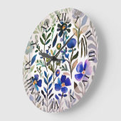 ヴィンテージ水彩花模様 ラージ壁時計 (傾斜)