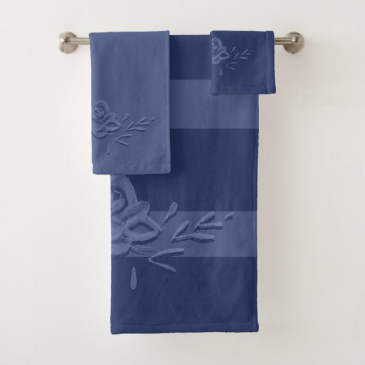 ヴィンテージ水彩花深い青 バスタオルセット (インサイチュ)