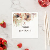 ヴィンテージ水彩花秋の結婚式 スタンダードカクテルナプキン (インサイチュ)