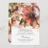 ヴィンテージ水彩花秋の結婚式 招待状 (正面/裏面)