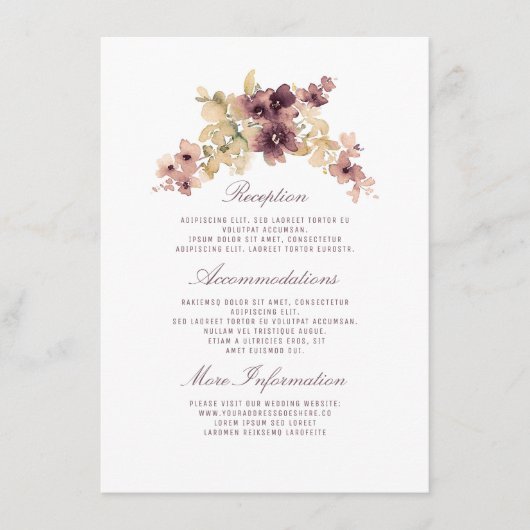 ヴィンテージ水彩花結婚の情報 エンクロージャーカード (正面)