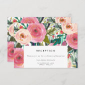 ヴィンテージ水彩花結婚式レセプションカード エンクロージャーカード (正面/裏面)