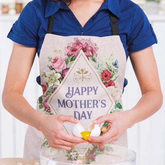 ヴィンテージ水彩花花園ピンク エプロン