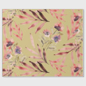 ヴィンテージ水彩花葉類 ラッピングペーパー (フラット)