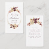 ヴィンテージ水彩花金ゴールドとメイヴエレガント 名刺 (正面/裏面)