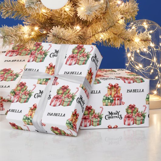 ヴィンテージ水彩華クリスマスパーソナライズされた ラッピングペーパー (クリスマス)
