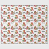 ヴィンテージ水彩華クリスマスパーソナライズされた ラッピングペーパー (フラット)