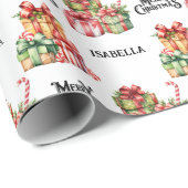 ヴィンテージ水彩華クリスマスパーソナライズされた ラッピングペーパー (ロールコーナー)