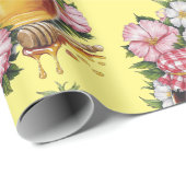 ヴィンテージ水彩蜂蜜の瓶の花の郷愁 ラッピングペーパー (ロールコーナー)