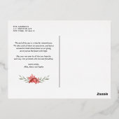 ヴィンテージ水彩赤ポインセチア写真 箔シーズンポストカード (裏面)