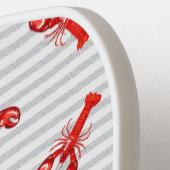 ヴィンテージ水彩赤ロブスター抽象芸術 ピックルボールラケット (左詳細)