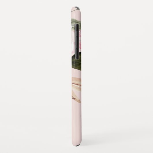 ヴィンテージ水彩赤面ピンク牡丹バラモノグラム Case-Mate iPhoneケース (裏面/左)