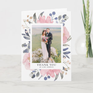 ヴィンテージ水彩赤面結婚花 サンキューカード