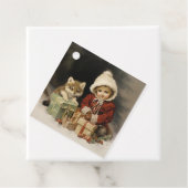 ヴィンテージ水彩野生生物チャイルドクリスマスプレゼント フェイバータグ (インサイチュ)