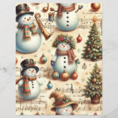 ヴィンテージ水彩雪だるまスクラップブック紙 (裏面)