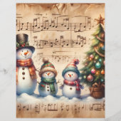 ヴィンテージ水彩雪だるまスクラップブック紙 (正面)